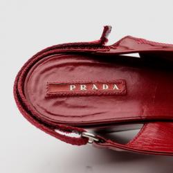Pre Owned Prada Sport Red Patent Leather Slingback Wedges Size 38