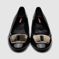 Pre Owned Prada Sport Black Patent Leather Block Heel Pump Size 41