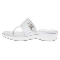 Pre Owned Prada Sport Silver Metallic Leather Thong Sandals Size 39