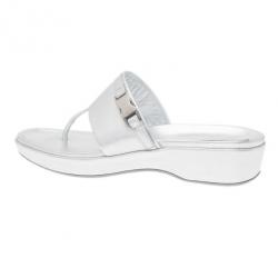 Pre Owned Prada Sport Silver Metallic Leather Thong Sandals Size 39