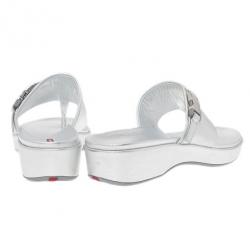 Pre Owned Prada Sport Silver Metallic Leather Thong Sandals Size 39