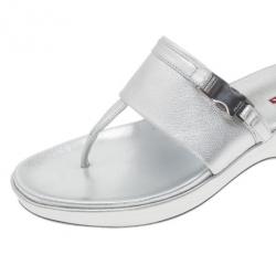 Pre Owned Prada Sport Silver Metallic Leather Thong Sandals Size 39