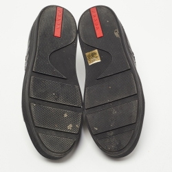 Pre Owned Prada Sport Black/Silver Leather Low Top Sneakers Size 37.5