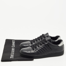 Pre Owned Prada Sport Black/Silver Leather Low Top Sneakers Size 37.5