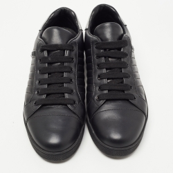 Pre Owned Prada Sport Black/Silver Leather Low Top Sneakers Size 37.5