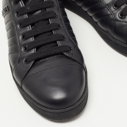 Pre Owned Prada Sport Black/Silver Leather Low Top Sneakers Size 37.5