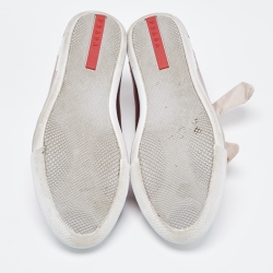 Pre Owned Prada Sport Metallic Pink Leather Low Top Sneakers Size 36.5