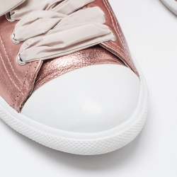 Pre Owned Prada Sport Metallic Pink Leather Low Top Sneakers Size 36.5