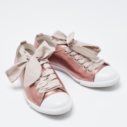 Pre Owned Prada Sport Metallic Pink Leather Low Top Sneakers Size 36.5