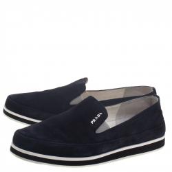 Pre Owned Prada Sport Navy Blue Suede Slip On Loafers Size 37