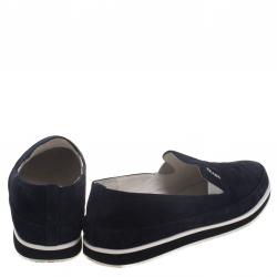 Pre Owned Prada Sport Navy Blue Suede Slip On Loafers Size 37