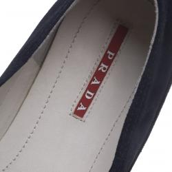 Pre Owned Prada Sport Navy Blue Suede Slip On Loafers Size 37