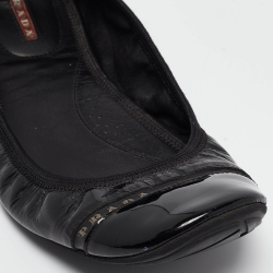 Pre Owned Prada Sport Black Patent Leather Cap Toe Ballet Flats Size 40
