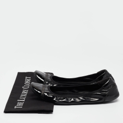 Pre Owned Prada Sport Black Patent Leather Cap Toe Ballet Flats Size 40