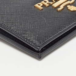 Prada Black Saffiano Leather Card Case Lanyard