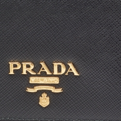 Prada Black Saffiano Leather Card Case Lanyard