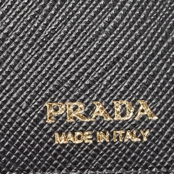 Prada Black Saffiano Leather Card Case Lanyard