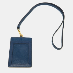 Prada Blue Saffiano Leather Badge Holder