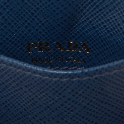 Prada Blue Saffiano Leather Badge Holder