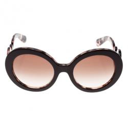 Prada Brown Tortoise Frame Baroque Round Sunglasses