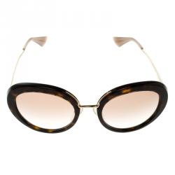 Pre Owned Prada Burgundy SPR16Q Round Sunglasses