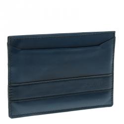 Pre Owned Prada Blue Patent Leather Card Case