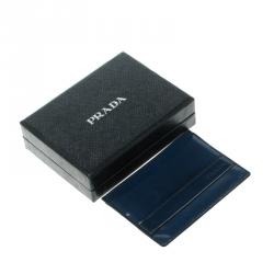 Pre Owned Prada Blue Patent Leather Card Case