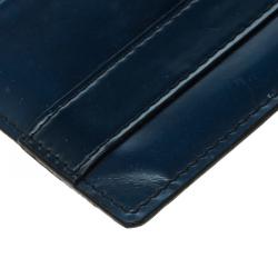 Pre Owned Prada Blue Patent Leather Card Case