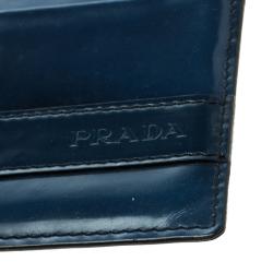 Pre Owned Prada Blue Patent Leather Card Case