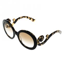 Prada Black on Havana SPR27NS Baroque Round Sunglasses