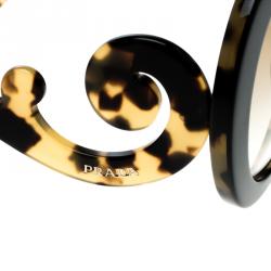 Prada Black on Havana SPR27NS Baroque Round Sunglasses