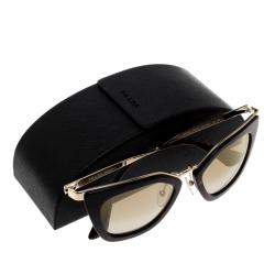 Prada Dark Brown Havana/Gold SPR 53S Butterfly Sunglasses