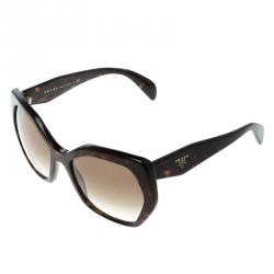 Prada Brown Gradient Tortoise Frame SPR 16R Hexagonal Sunglasses