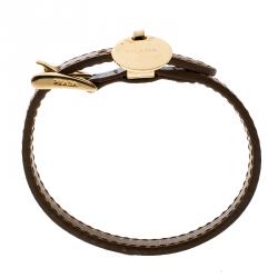 Prada Buckle Closure Saffiano Leather Bracelet