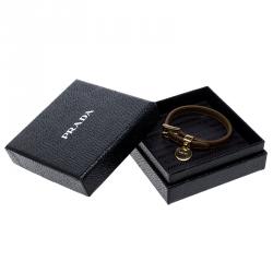 Prada Buckle Closure Saffiano Leather Bracelet