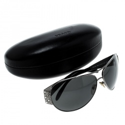 Prada Grey/Black SPR 65I Aviator Sunglasses