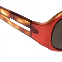 Prada Red Orange/Black SPR01E Square Sunglasses 