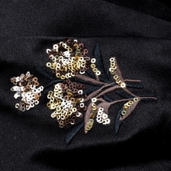 Prada Black Floral Sequin Embroidered Silk Turban