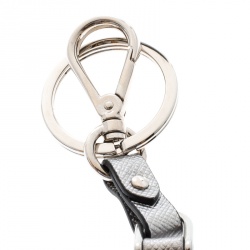 Prada Silver Saffiano Leather Robot Coin Purse Key Chain