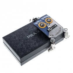 Prada Silver Saffiano Leather Robot Coin Purse Key Chain