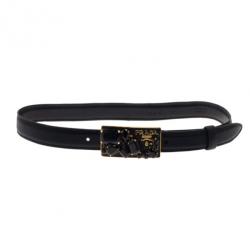 Prada Black Saffiano Studded Buckle Belt 75CM