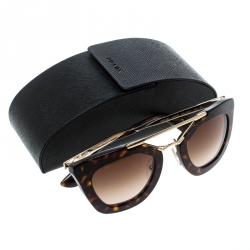 Pre Owned Prada Havana Brown/ Brown Gradient SPR09Q Cinema Polygonal Sunglasses