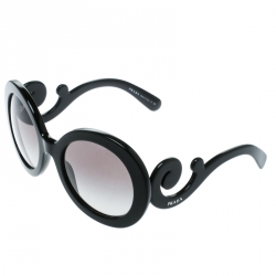 Prada Black/Grey Gradient SPR27N Oversized Round Baroque Sunglasses