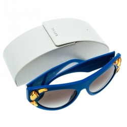 Prada Blue/Grey Gradient SPR 21Q Yellow Crystal Embellished Cat Eye Sunglasses