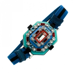 Prada Blue Crystal Embellished Adjustable Cord Bracelet