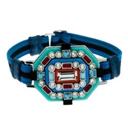 Prada Blue Crystal Embellished Adjustable Cord Bracelet