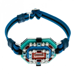 Prada Blue Crystal Embellished Adjustable Cord Bracelet