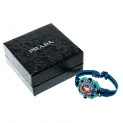 Prada Blue Crystal Embellished Adjustable Cord Bracelet