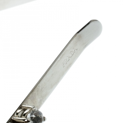 Prada Cream Resin Flower & Crystal Silver Tone Head Band 