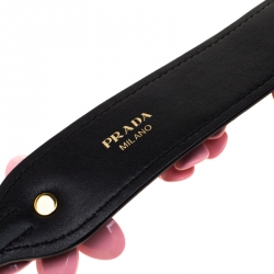 Pre Owned Prada Black Leather Flower Bag Strap